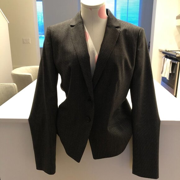 Hugo Boss Notched Collar Two Button Virgin Wool Jacket Black + Cream Sz 8 - Picture 7 of 16